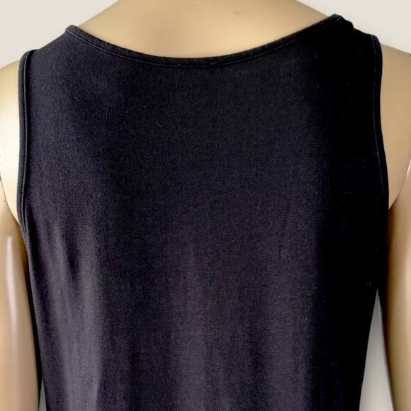 ASOS Sleeveless T Shirt Tank Midi Dress Modal Cotton Knit Size 12 Black Bodycon - Picture 8 of 12